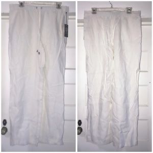 Vince Camuto Petite Lightweight Slacks in Ultra White with Drawstring Waistband